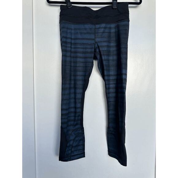 Lululemon Womens Navy Black Run Inspire Top Speed Crop Leggings Size 4 - Picture 3 of 12